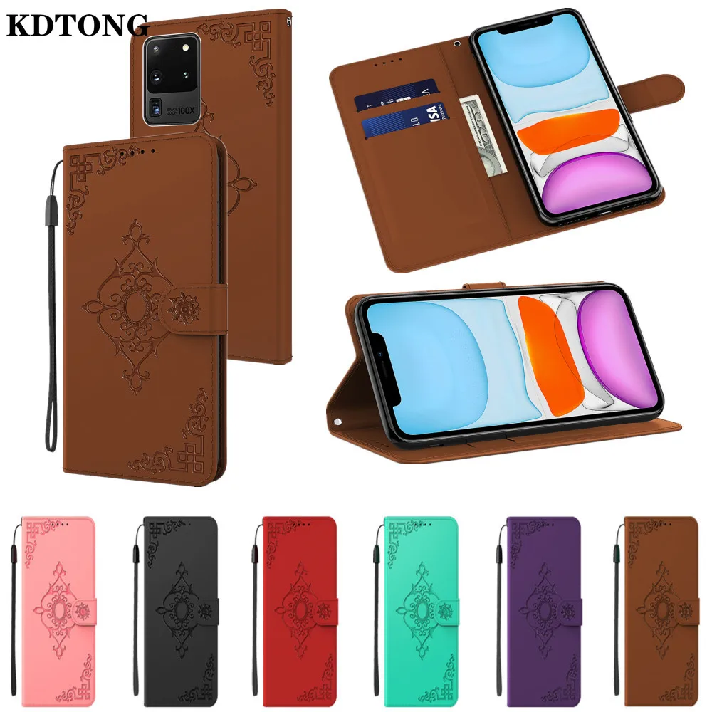 

Vintage Phone Case for Samsung Galaxy S20 Ultra Plus A91 A81 A70 A31 A11 Capa Embossed Flip Leather Wallet Full Protection Cover