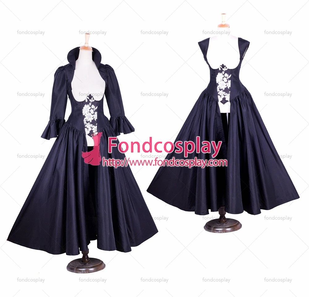 

fondcosplay O dress the Story of O with bra nude breasted black taffeta satin dress cosplay costume Tailor-made[G1760]