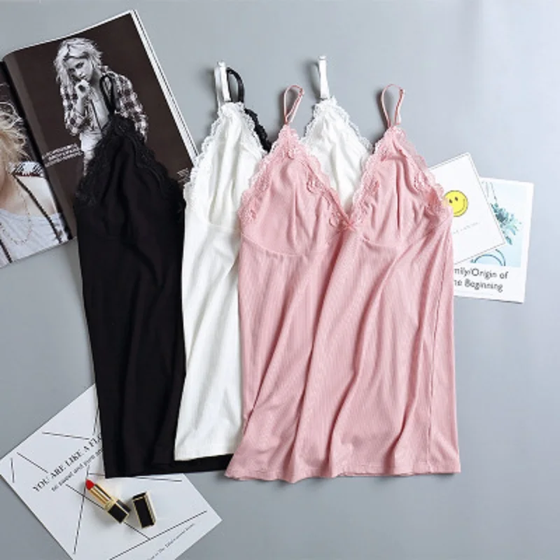 Daeyard Two Piece Cotton Pajama Set Sexy Lace Cami And Shorts Pyjamas Sleepwear Modal High Elastic Pijama Nightie Home Clothes