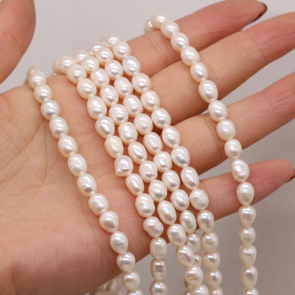 

Natural Freshwater White Rice Pearl Beaded DIY Elegant Charm Necklace Bracelet Jewelry Accessories Party Exquisite Gift Making