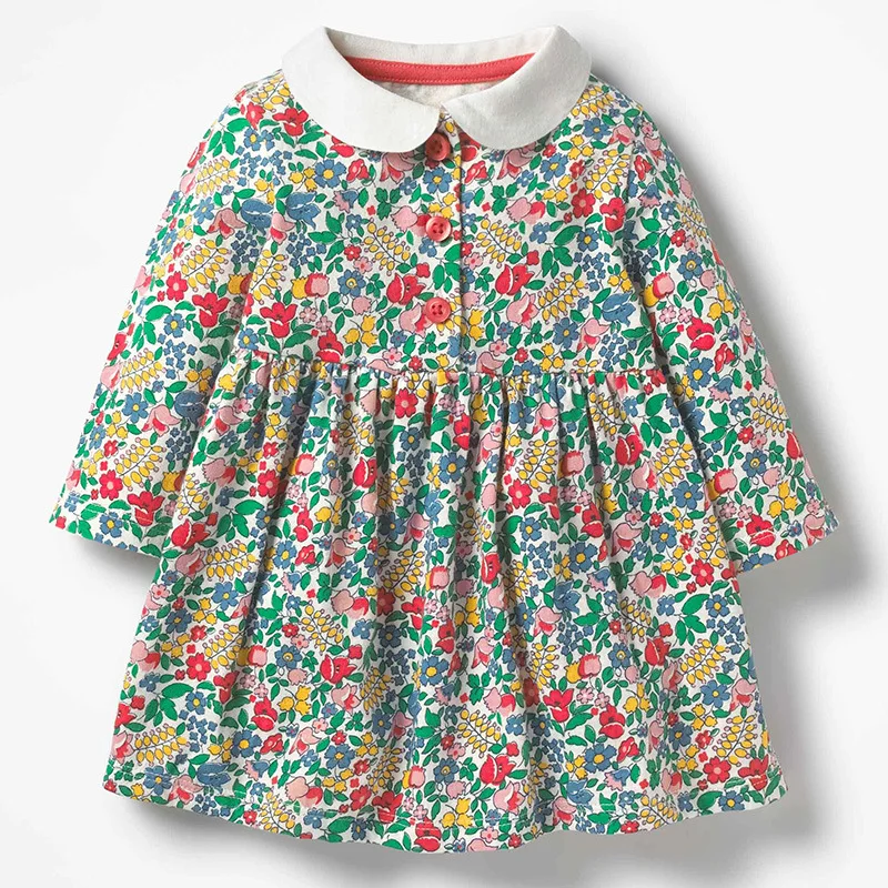 S0519 same picture Little maven 2-7Years Детские Дети Девушки Животных Аппликация Платье для Детей Дети Малышей Девушки С Длинным Рукавом Элегантное Платье Осени - Цвет: S0519 same picture