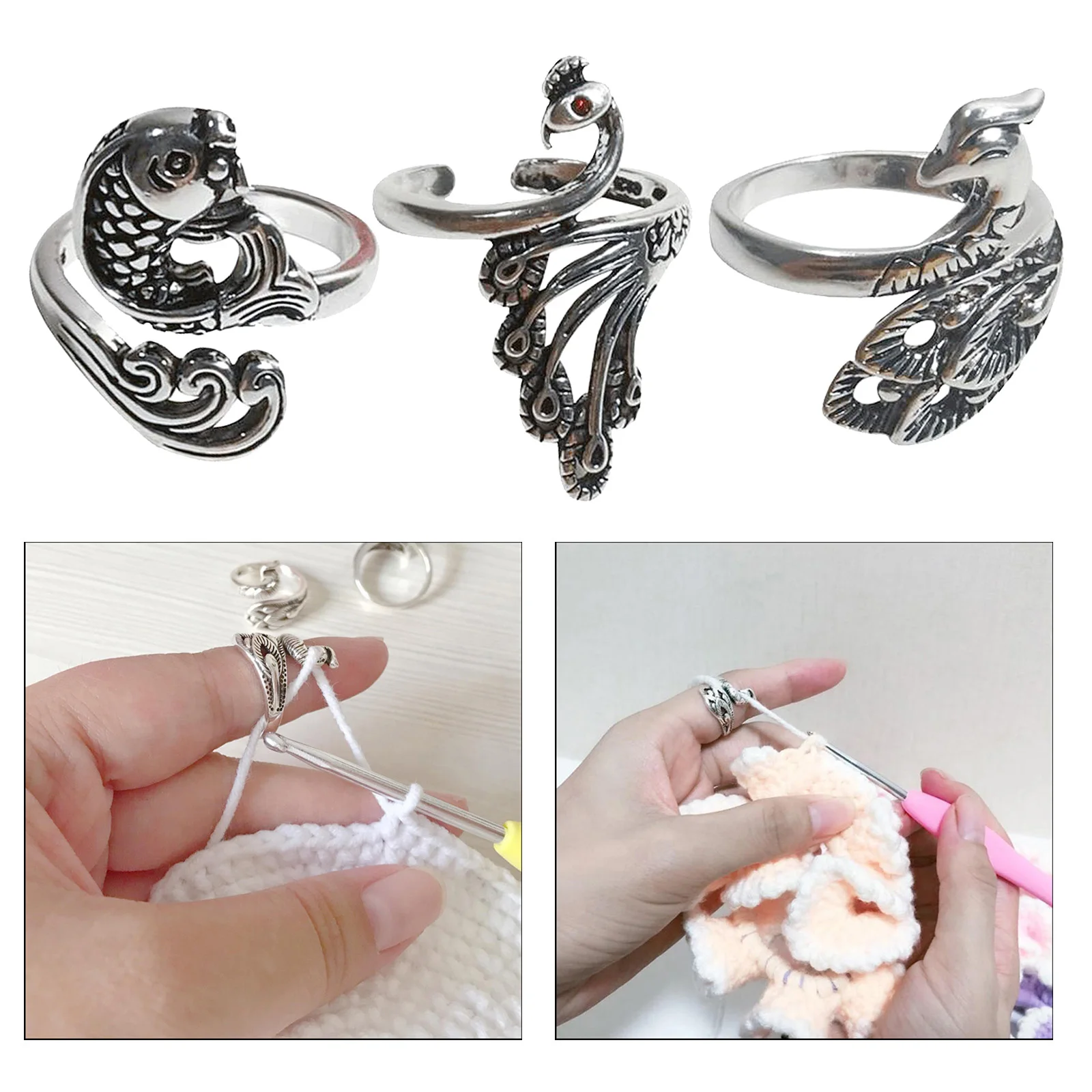 

3Pcs Knitting Loop Crochet Loop Ring Open Finger Sewing Accessories Tool Phoenix