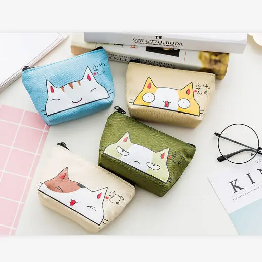 Милый кошелек для монет девочек клатч на молнии сумка ключей мини с мультяшным