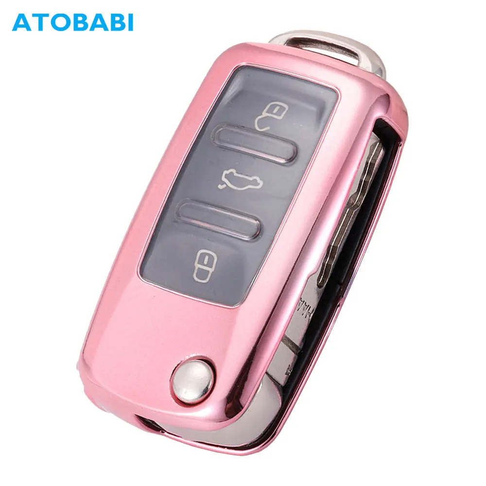 ATOBABI ТПУ автомобильный чехол для ключей Volkswagen VW Polo Jetta Passat Golf Beetle Rabbit GTI СС EOS SEAT Skoda