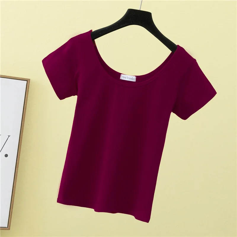 

O-Neck Short Sleeve T-Shirts Women Tops Slim Cotton Tee Shirt Female Comfortable Basic T-Shirt Kawaii 2021 Summer Women Clothes