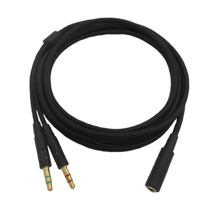 

New 3.5mm Universal 2 in 1 Game Headset Audio- Extend Cable For Kingston- Headphone