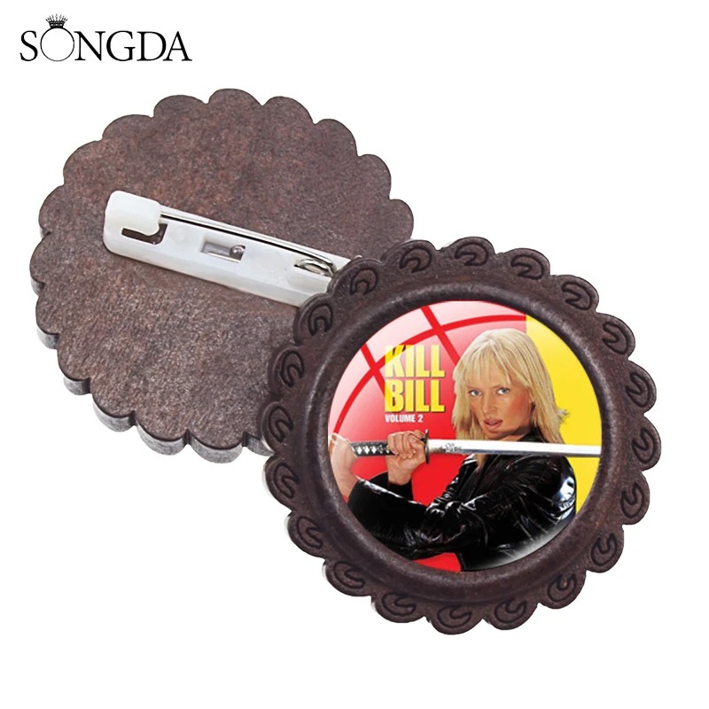 В стиле ретро из фильме Убить Билла дерево брошь на застежке крутые ума Турман