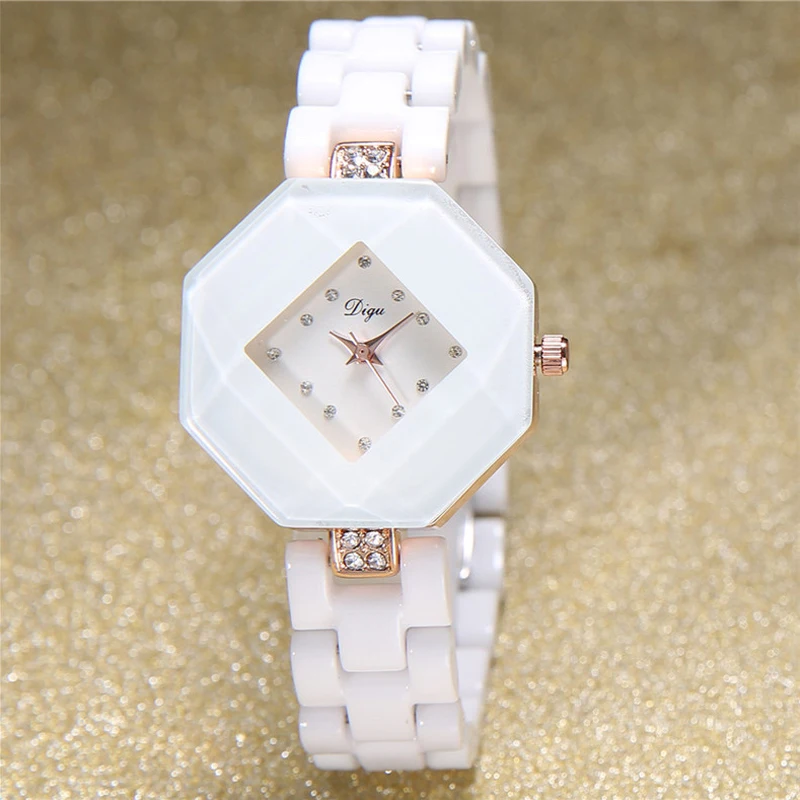 

CERAMIC WATCH WOMEN QUARTZ DIAMOND SHAPE TOP BRAND STYLISH CLOCK WATERPROOF ELEGANT LADY GIRLS WOMAN WRISTWATCH RELOGIO FEMININO