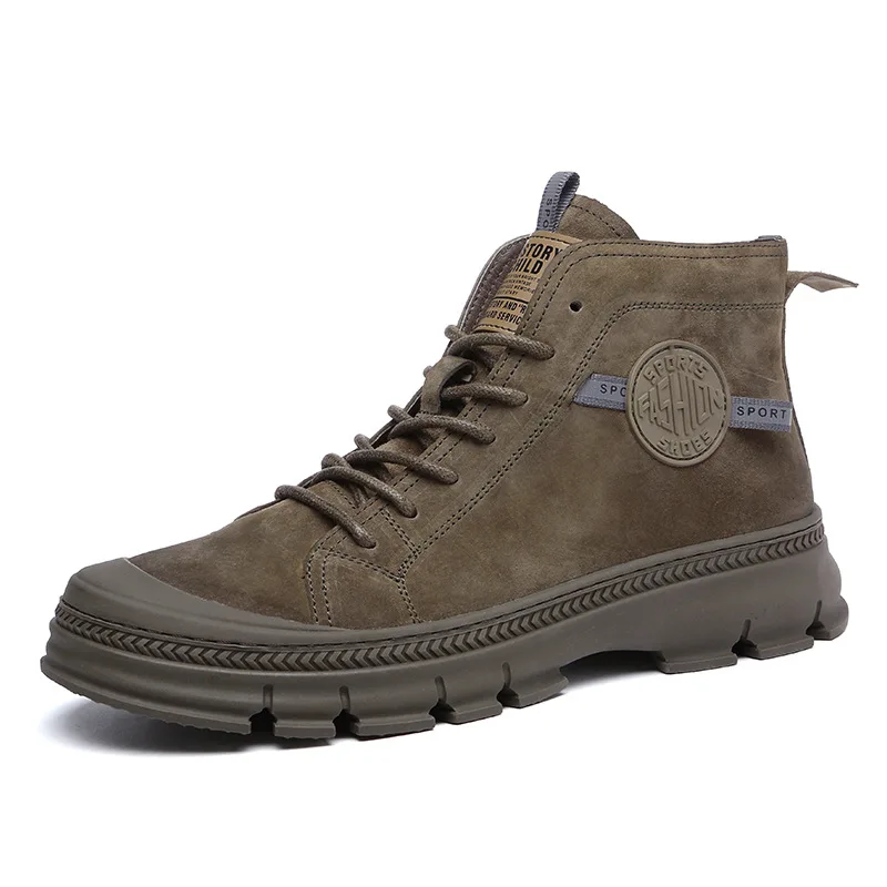 Кожаная мужская обувь сезон осень-зима ботинки мартенс Мужская высокая-конец