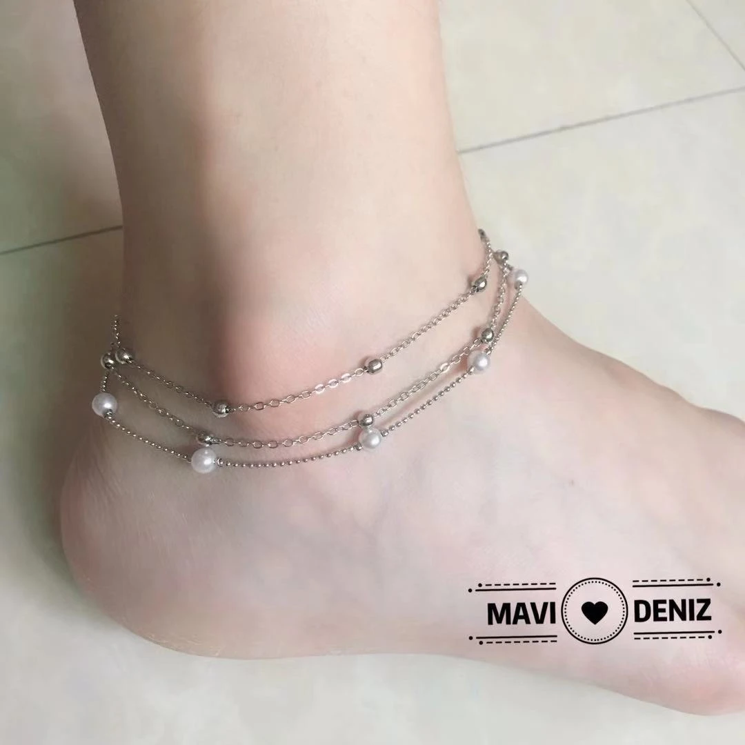MAVI DENIZ летний ножной браслет с подвеской бисером пляжная бижутерия для ног модный стиль женские браслеты для щиколотки Multilaye