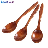 2pcs natural wooden spoon japanese style tableware soup spoon soup tea honey coffee spoon kitchen cooking utensil tool