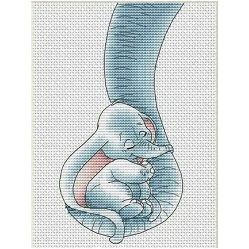 

Baby elephant on the trunk patterns Counted Cross Stitch 11CT 14CT DIY Cross Stitch Kits Embroidery Needlework Sets home decor