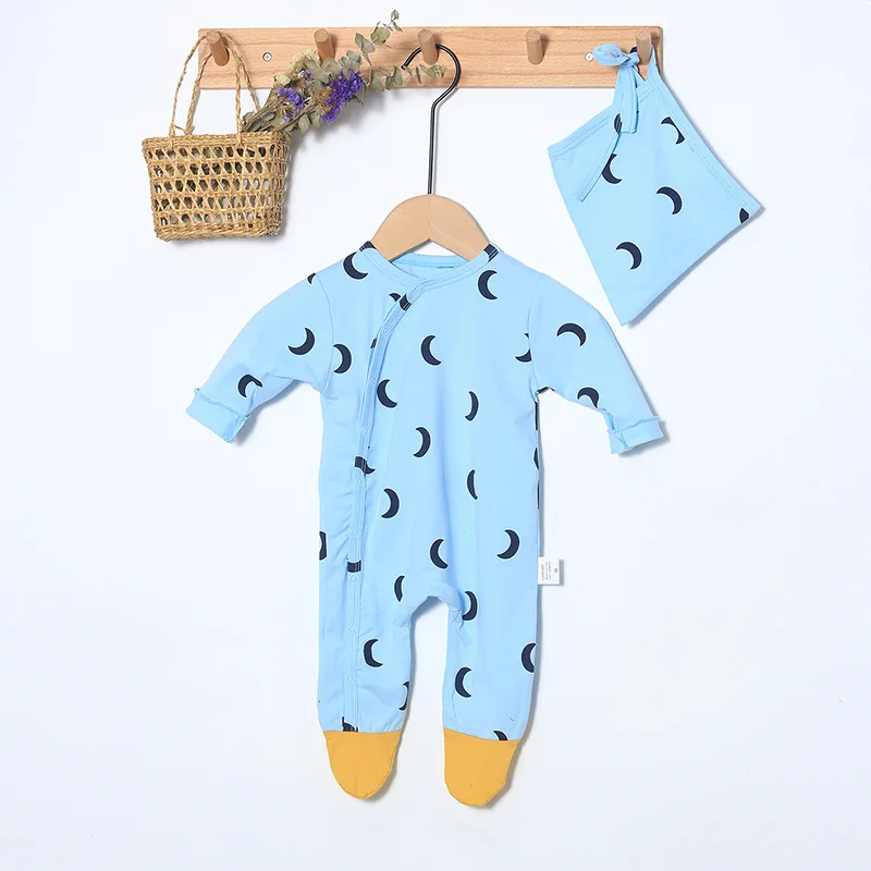 

Новая хлопковая одежда с принтом, одежда в Корейском стиле для новорожденных, Одежда для новорожденных с длинным рукавом