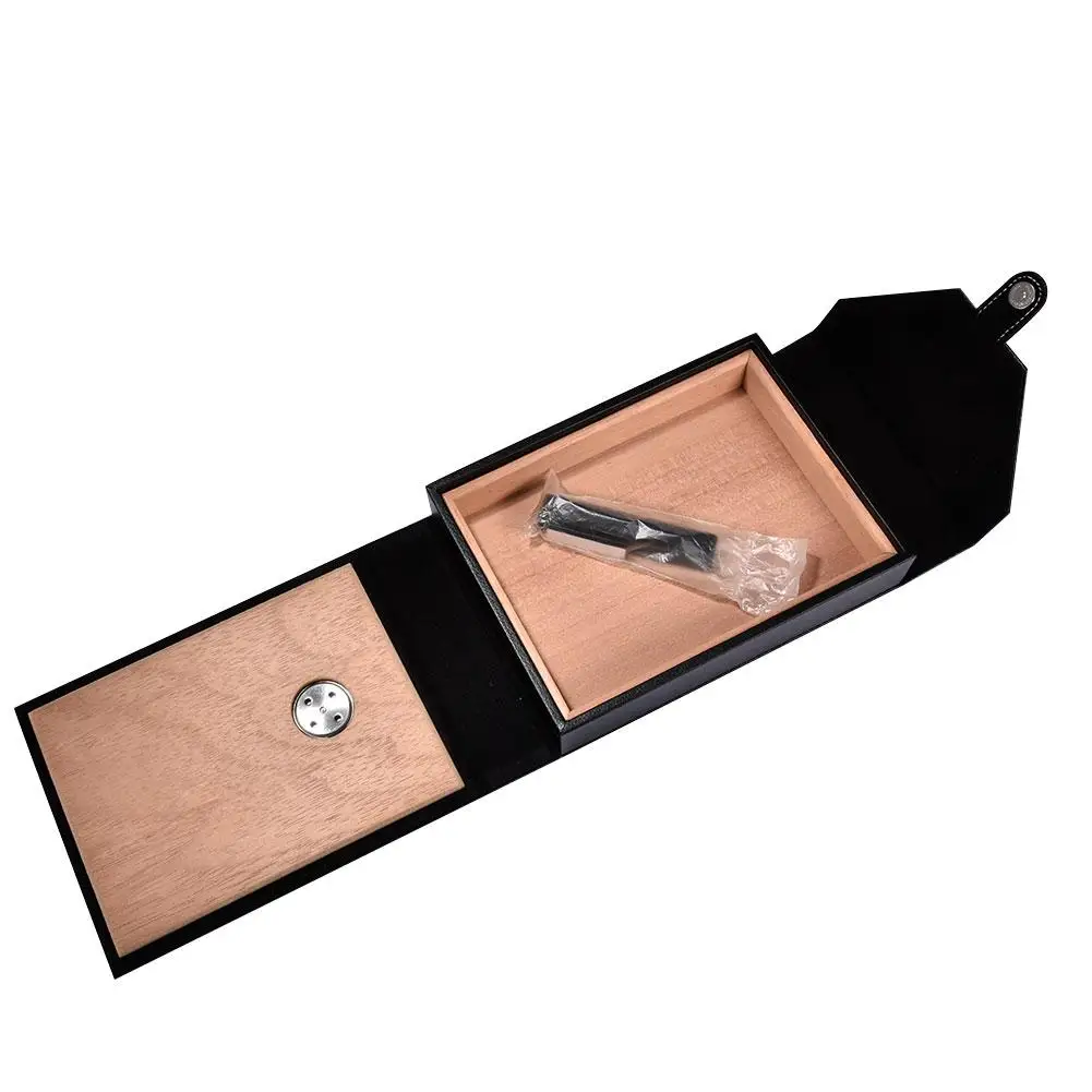 Портативная Черная сигарета Humidor дорожная кожаная коробка для путешествий Мини