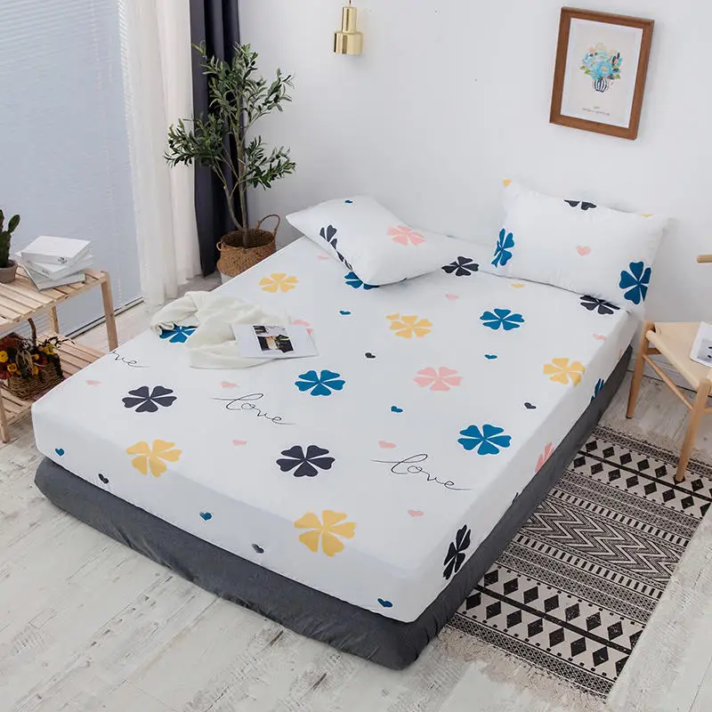 (Новый товар) 1 шт. натяжная простыня из 100% хлопка с принтом наматрасник четырьмя