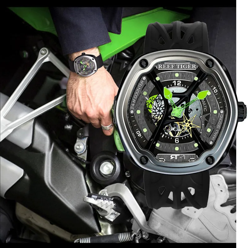 Часы Reef Tiger мужские деловые спортивные водонепроницаемые автоматические