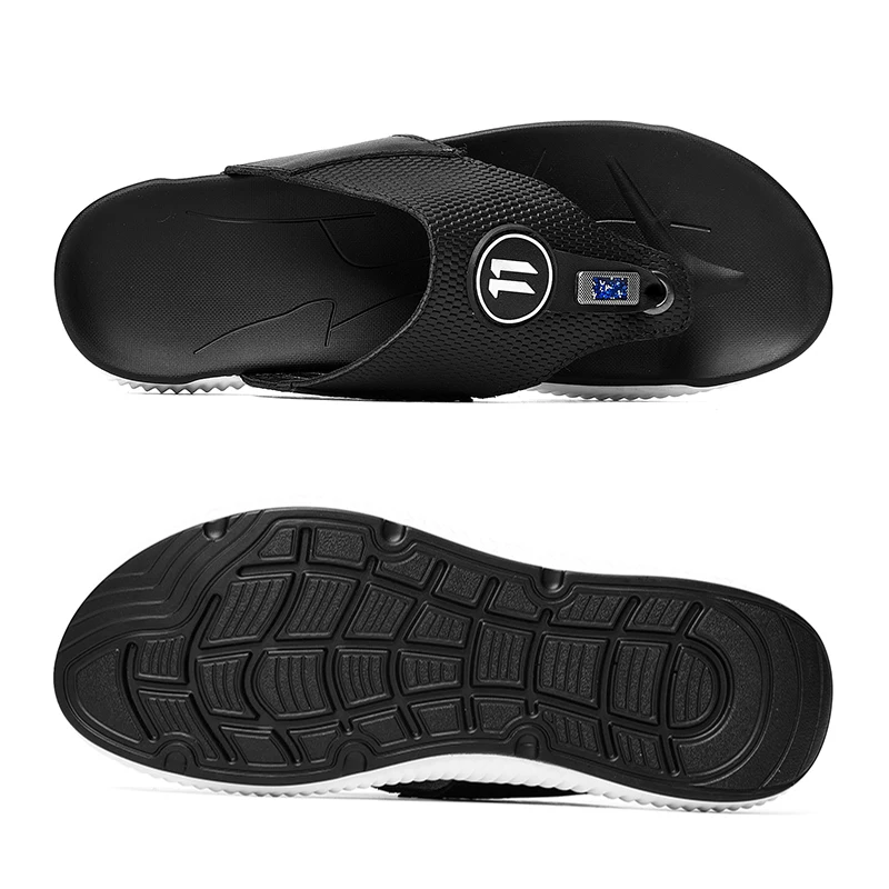 Мужские шлепанцы из натуральной кожи Летние Повседневные тапочки мужские