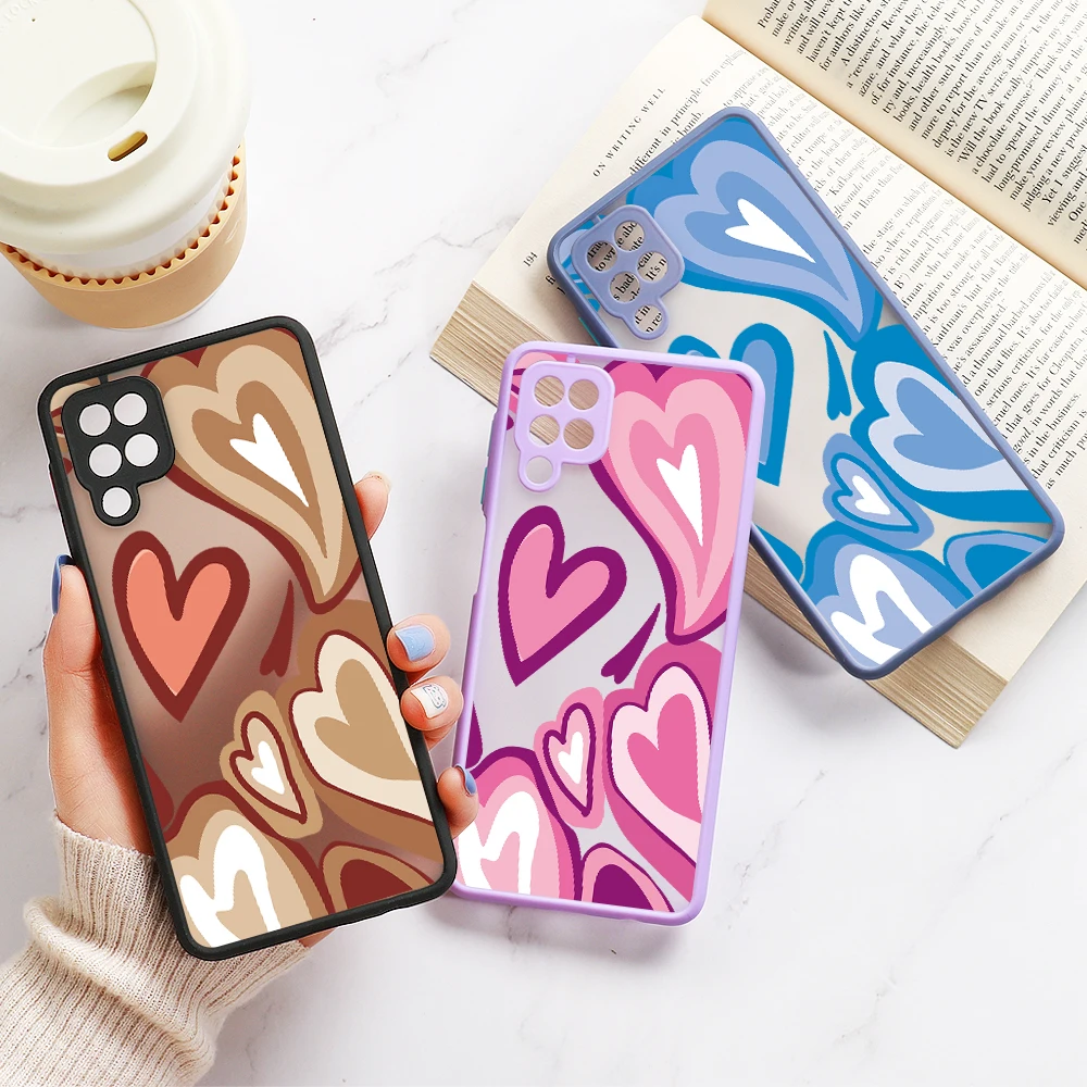 

S20 FE Case For Samsung A51 A12 A52 A32 Case Heart Circle Lens Protection S21 Ultra Plus A71 A50 A72 A21S M31 A31 A30 A70 A52S
