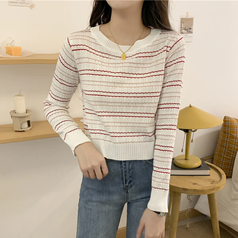 

AOSSVIAO 2021 Knitted Cardigan Button Up Korean Cute Sweaters Cropped Pullover Women Kawaii Crop Sweater Knitting Top Streetwear