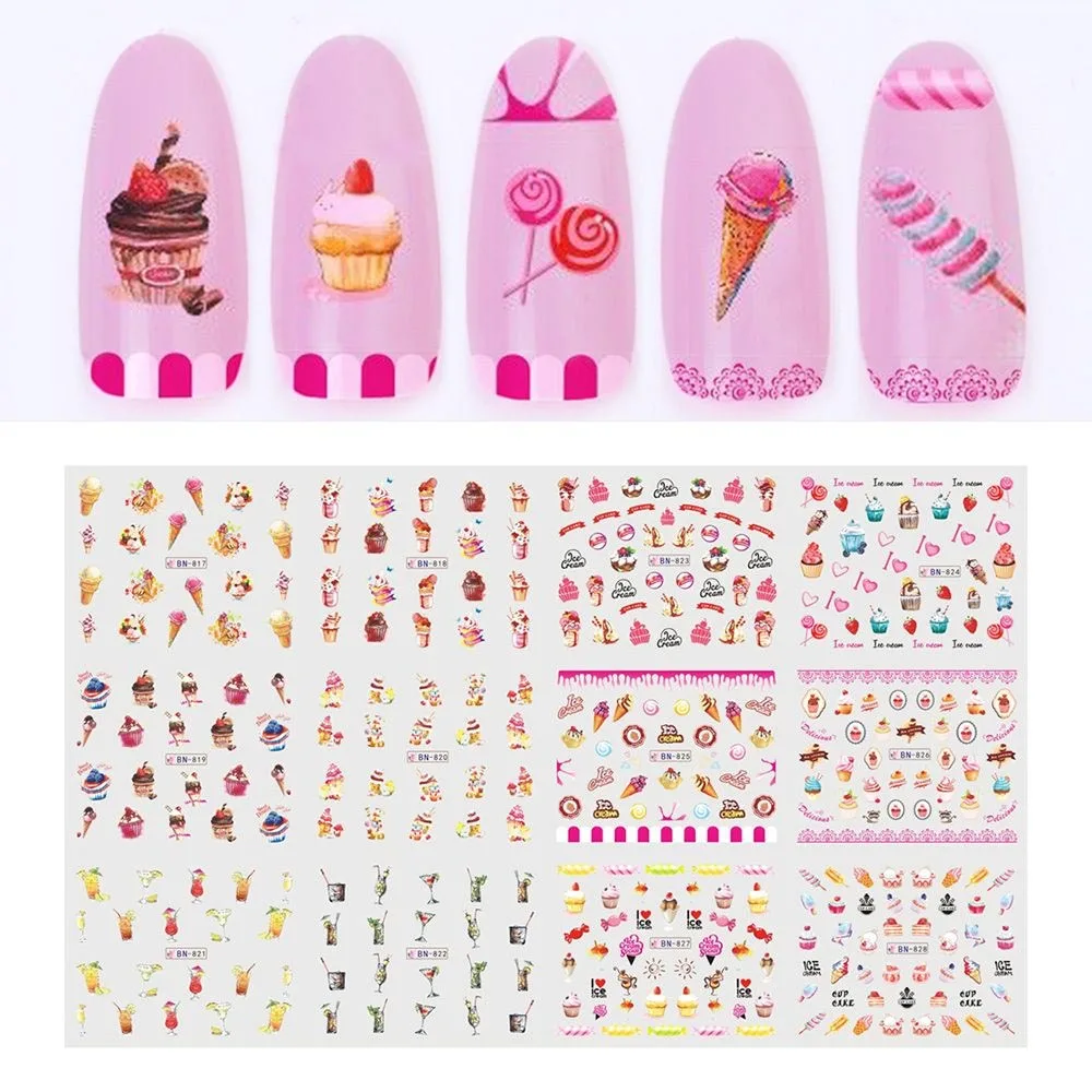 Набор водных переводных наклеек для ногтей 12 видов|Стикеры и наклейки| |