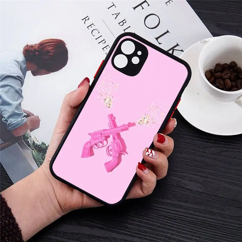 

AK-47 gun Phone Case Transparent Matte for iPhone 7 8 11 12 s mini pro X XS XR MAX Plus cover funda