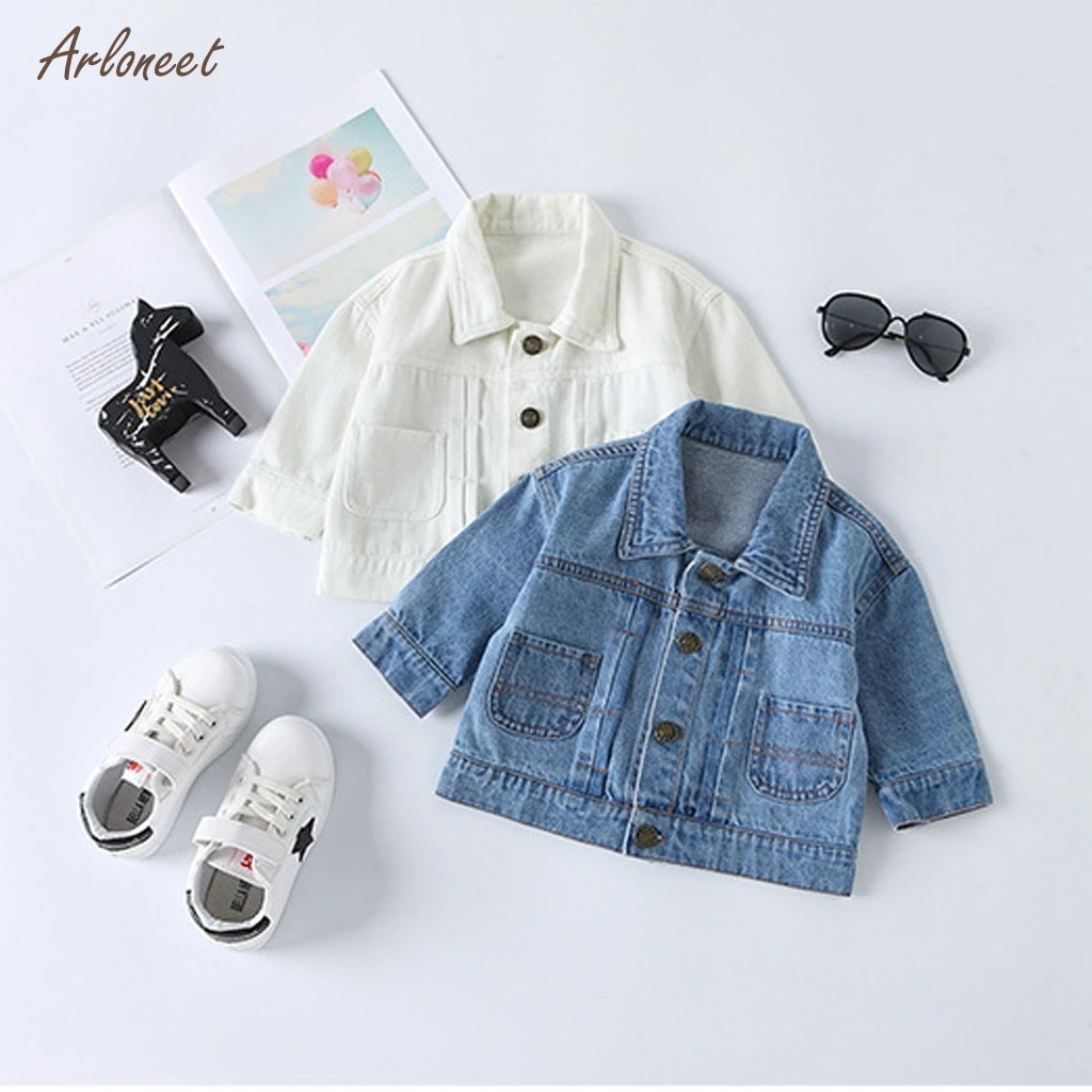 Детская джинсовая куртка ARLONEET теплая для мальчиков и девочек детская белого