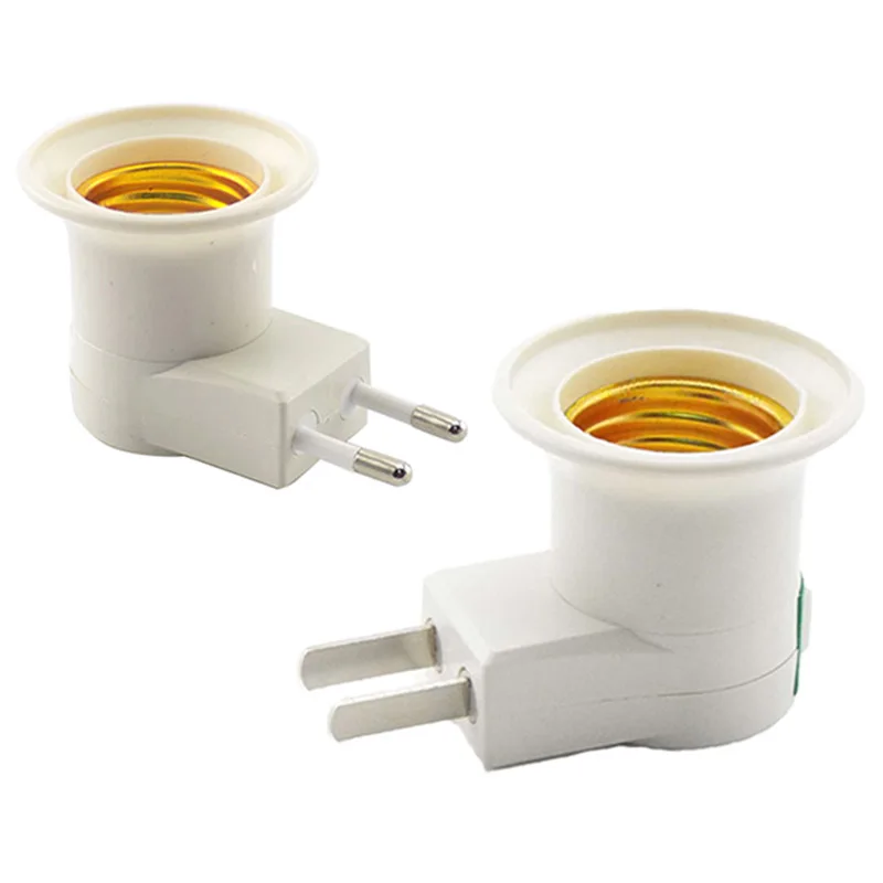 

White E27 LED Light Socket To EU/US Plug holder Adapter Converter ON/OFF Switch Bulb Lamp base Socket LED Lamp Adapter Connector