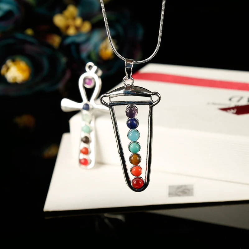 1 шт. Модная красочная натуральная подвеска ювелирное изделие ожерелье семь чакр
