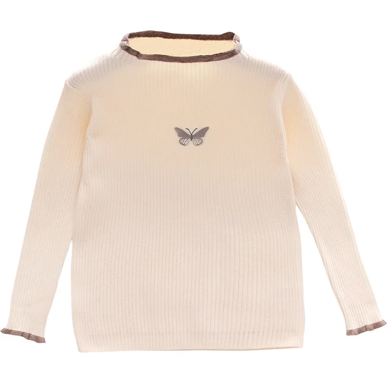 

Girl Sweater Kids BabyOutwear Tops2021 Butterfly Fleece Thicken Warm Winter Autumn Knitting Party Children Clothing