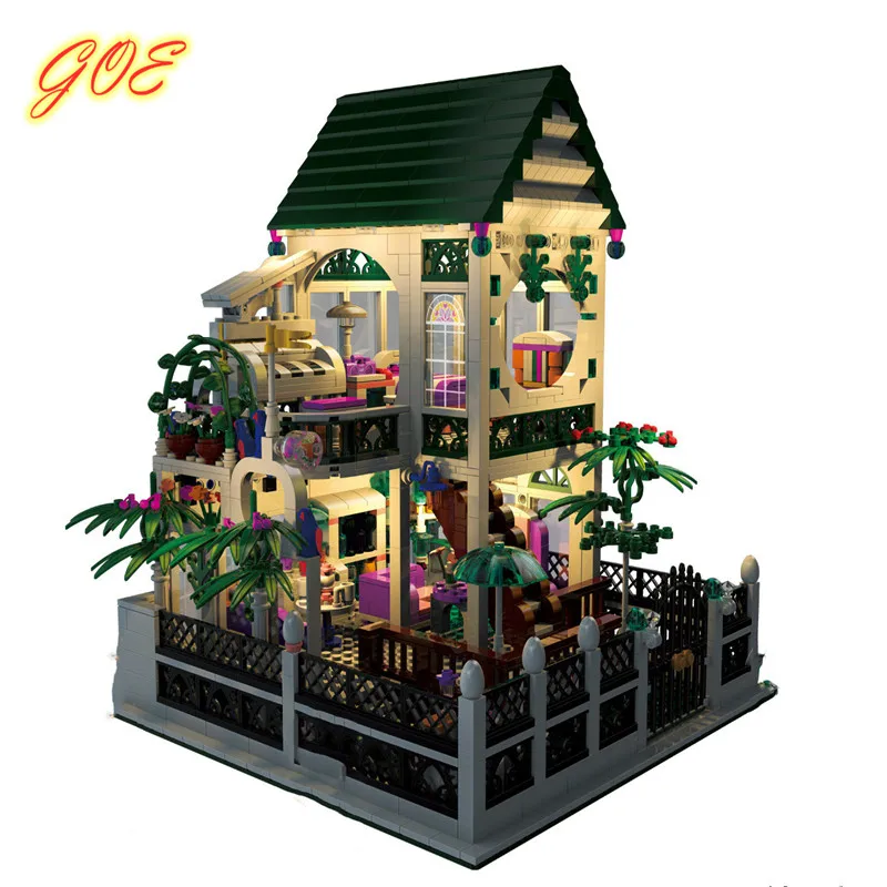 

Creator City LED Romantic Villa Street View Building Blocks USB Socket Moc House Construction Toys Model Set Bricks Gifts