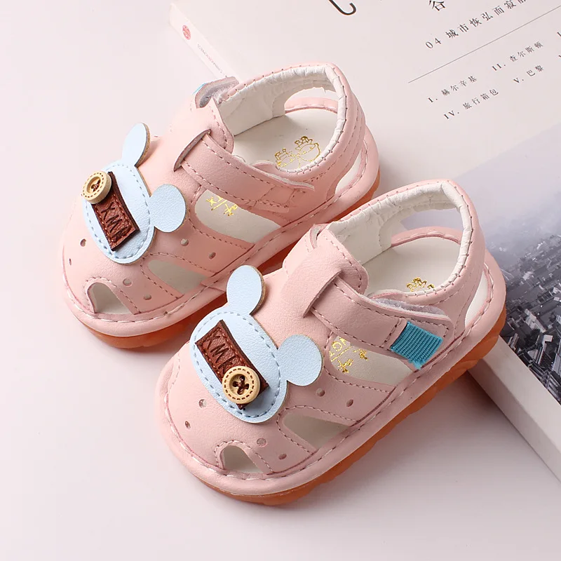 Insole 11.5-13.5cm New Summer Sandals Cute Cartoon Crib Shoes for Baby Girl with Sound |