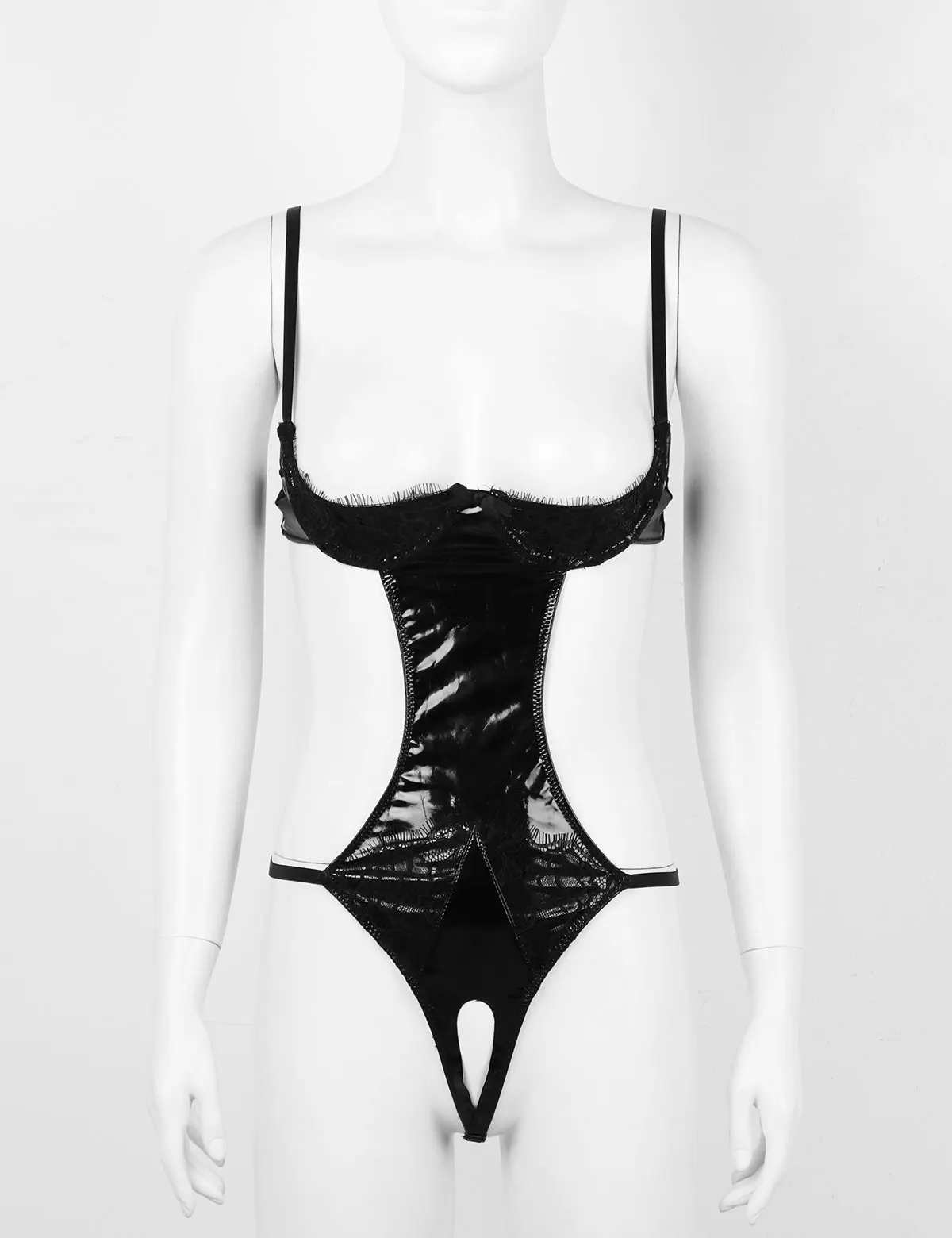 Женское Эротическое нижнее белье из лакированной кожи регулируемые чашки на