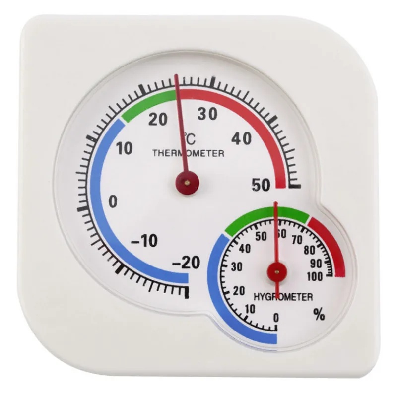 White 1 pc Indoor Outdoor Square Double Dial Thermometer Hygrometer Thermometer Humidity Meter Inductive Pointer-20C-50C 40%off - Цвет: White 1 pc