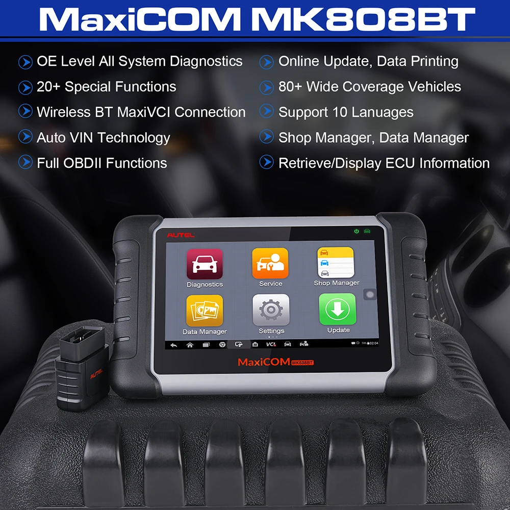 Новейшие инструменты Autel MaxiCOM MK808BT OBD2 для сканирования со всеми диагностическими