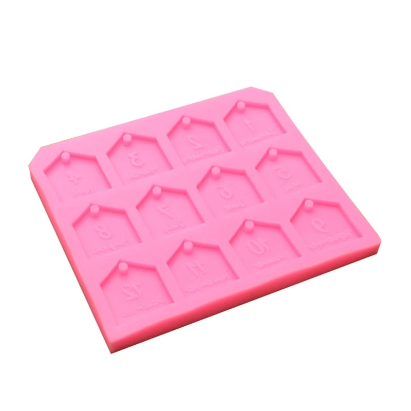 

Birthday Calendar Resin Mold House-Shaped Tag Silicone Mold Pendant Epoxy Casting Molds for DIY Crafts Home Wall Decor