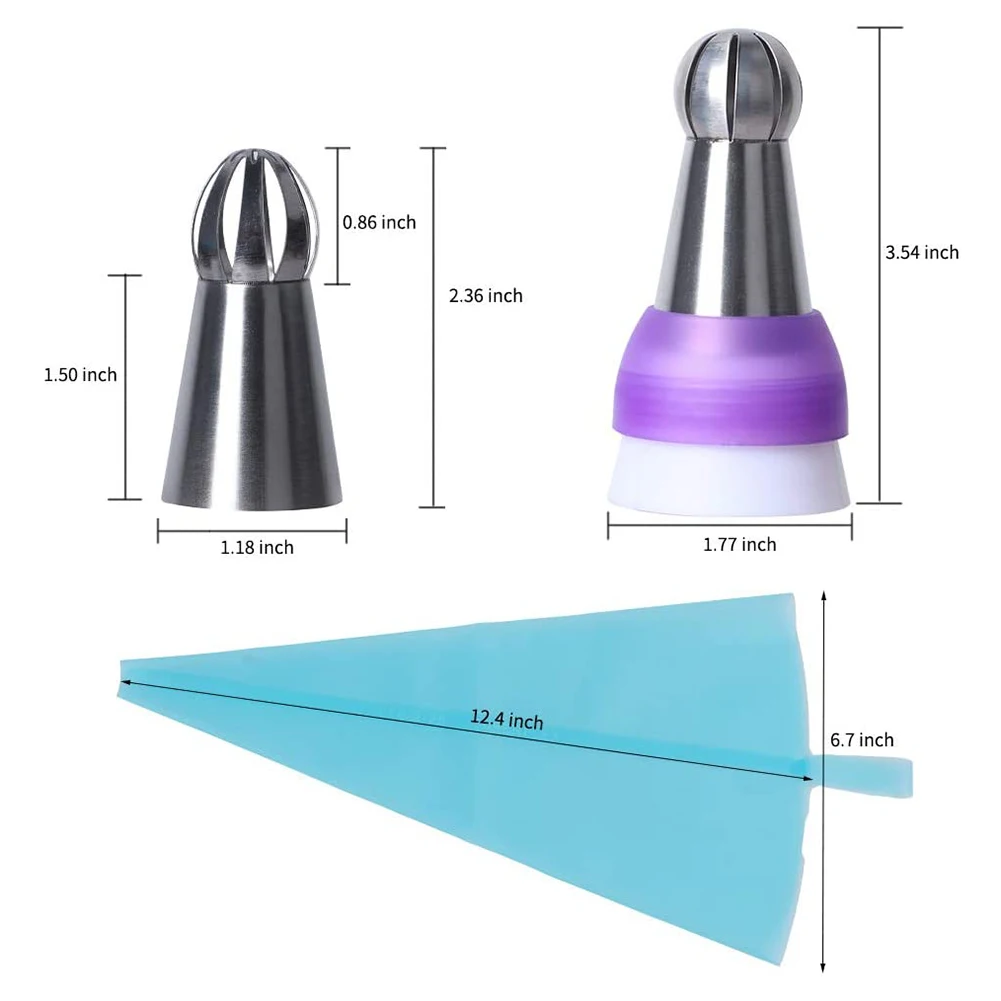 

9Pcs Cake Decorating Kit Supplies with 7Pcs Stainless Steel Icing Tips, 1 Reusable Silicone Piping Bag, 1 Coupler