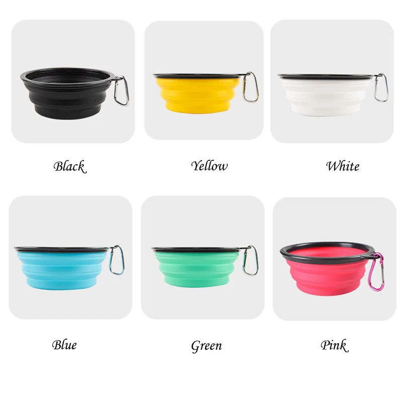 

D2 Large Collapsible Dog Pet Folding Silicone Bowl Outdoor Travel Portable Puppy Food Container Feeder Dish Bowl