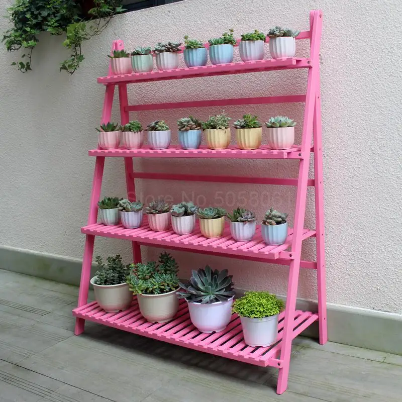  Flower shelf simple solid wood home balcony green radish multi-layer detachable folding portable indoor plant stand | Мебель