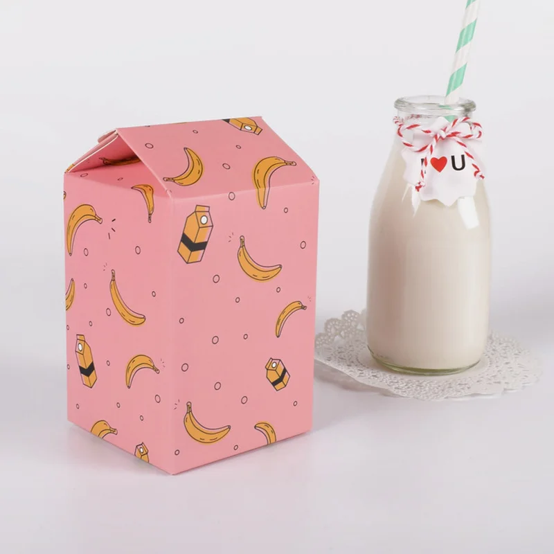 Коробка в форме молока для макарон конфет шоколада печенья свадьбы Дня Святого