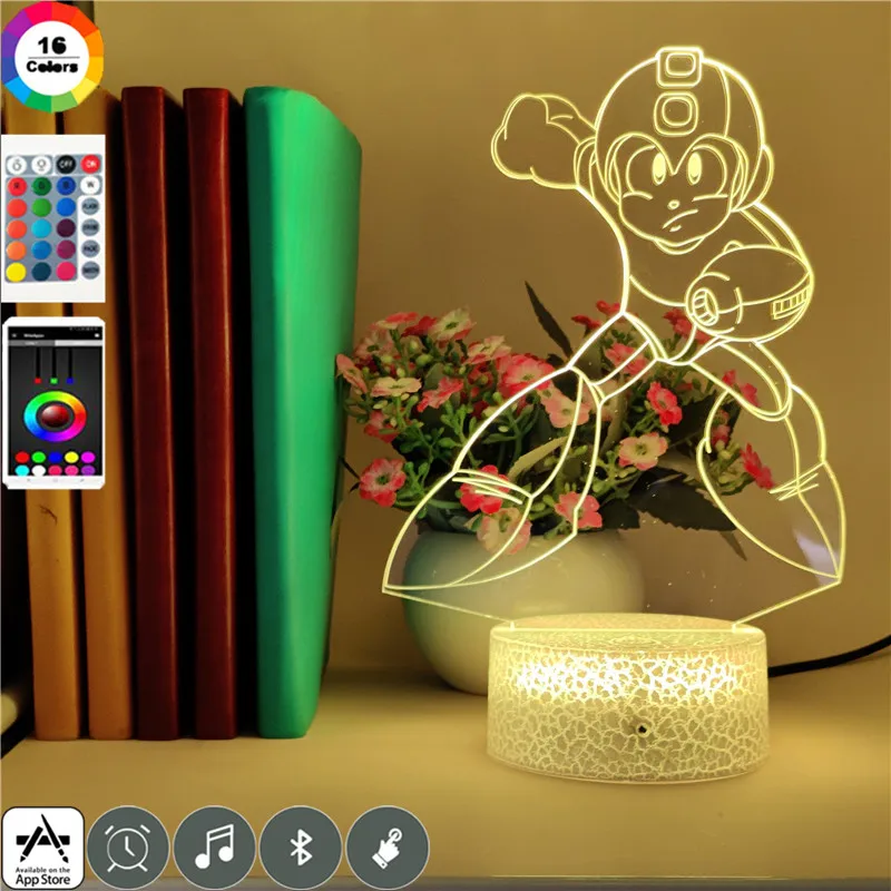 

Clock Base The Game Rockman Character Image 7 Colors Table Lamp for Children Brithday Holiday Gifts Event Prize Led Night Light