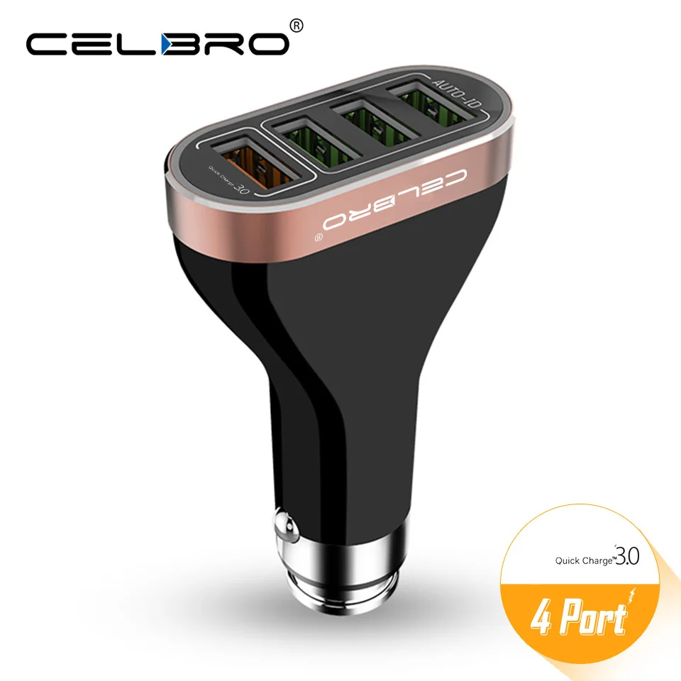 4 порта USB Автомобильное зарядное устройство Быстрая зарядка 3 0 Металл Мульти