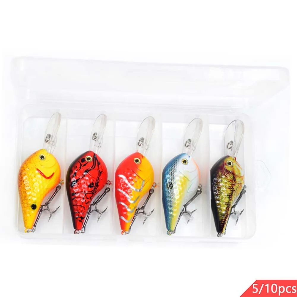

5pcs 90MM 11.5G Hard Floating Crankbait Fishing Lure 3D Vivid Eyes NO.6 Treble Hooks For Pike Bass Perch In All Water Reservoir