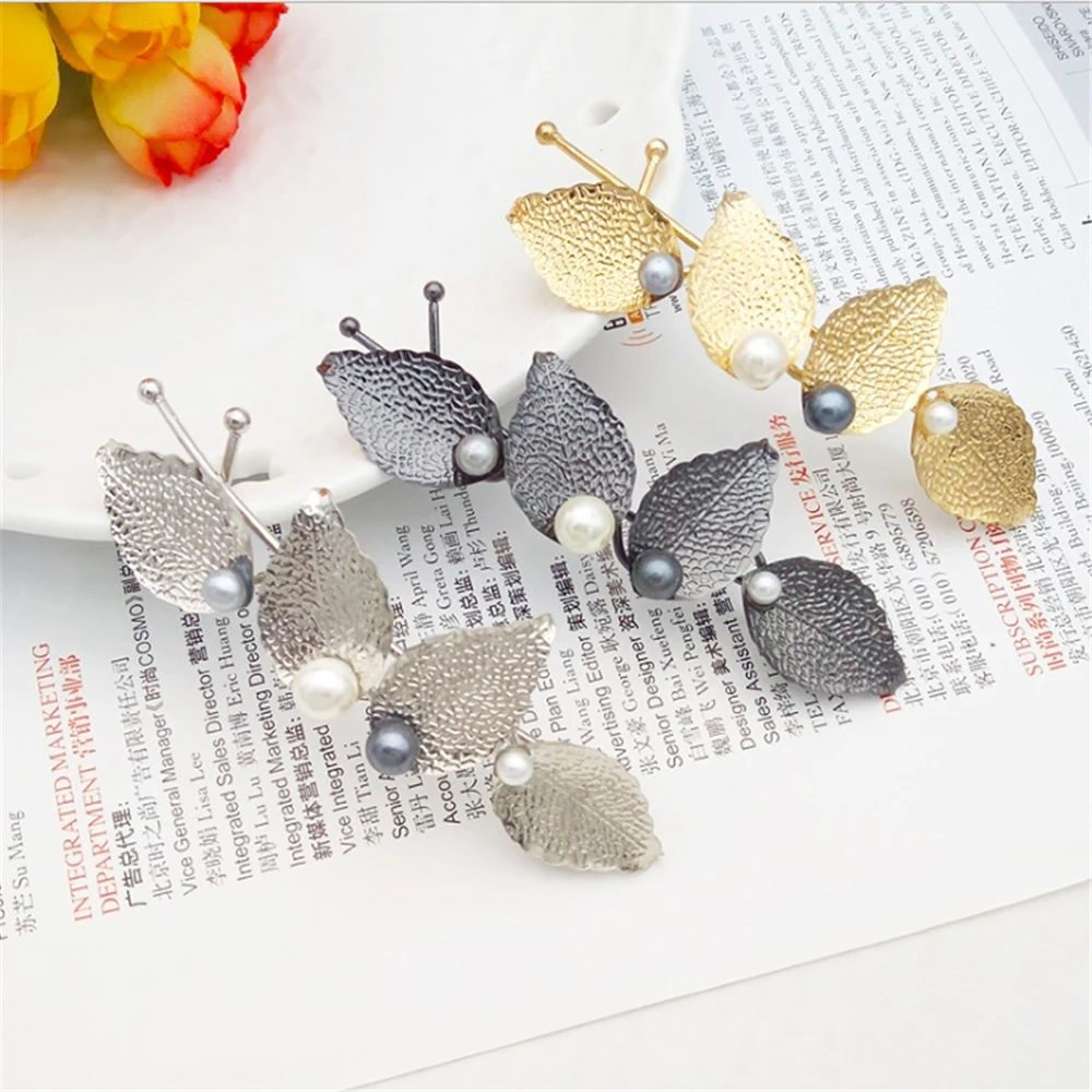 Для женщин Девушка из металла и жемчугом четыре листья заколки для волос заколка