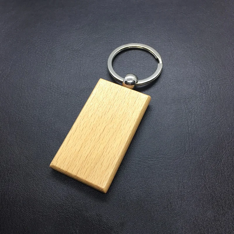 

New Blank Round Rectangle Wooden Key Chain Diy Promotion Pendant Wood Keychain Keyring Tags Promotional Accessories Gifts 2021
