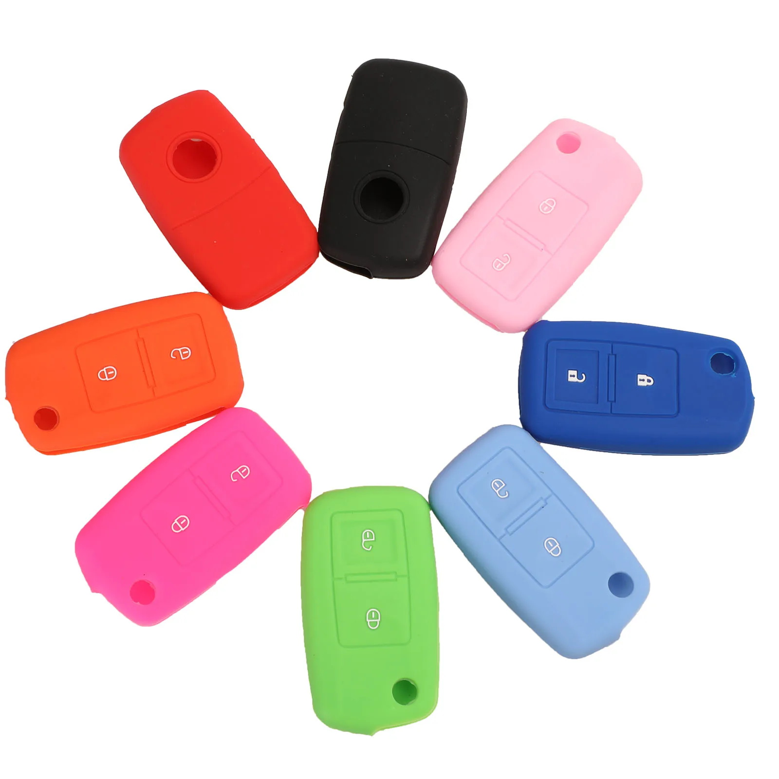 Kutery Silicone Rubber Car Key Cover For VW Bora Cady Golf Jetta Passat Polo Touran Touran Sharan Case 2Buttons Protecter