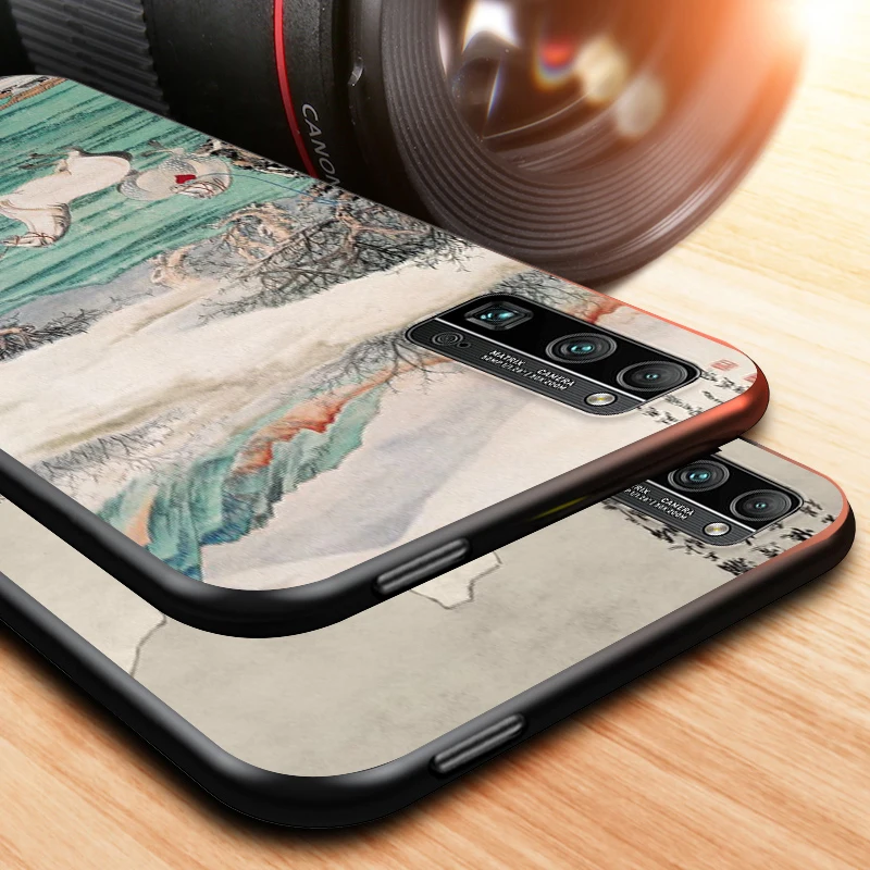 

Chinese ink painting for Honor V30 30 30S 30i View 20 20S 20i 20E V20 Lite Pro Plus Black Phone Case