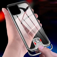 case for iphone 11 pro 9h hardness clear tempered glass aluminum metal slide case cover for apple iphone 11 pro max hard cases