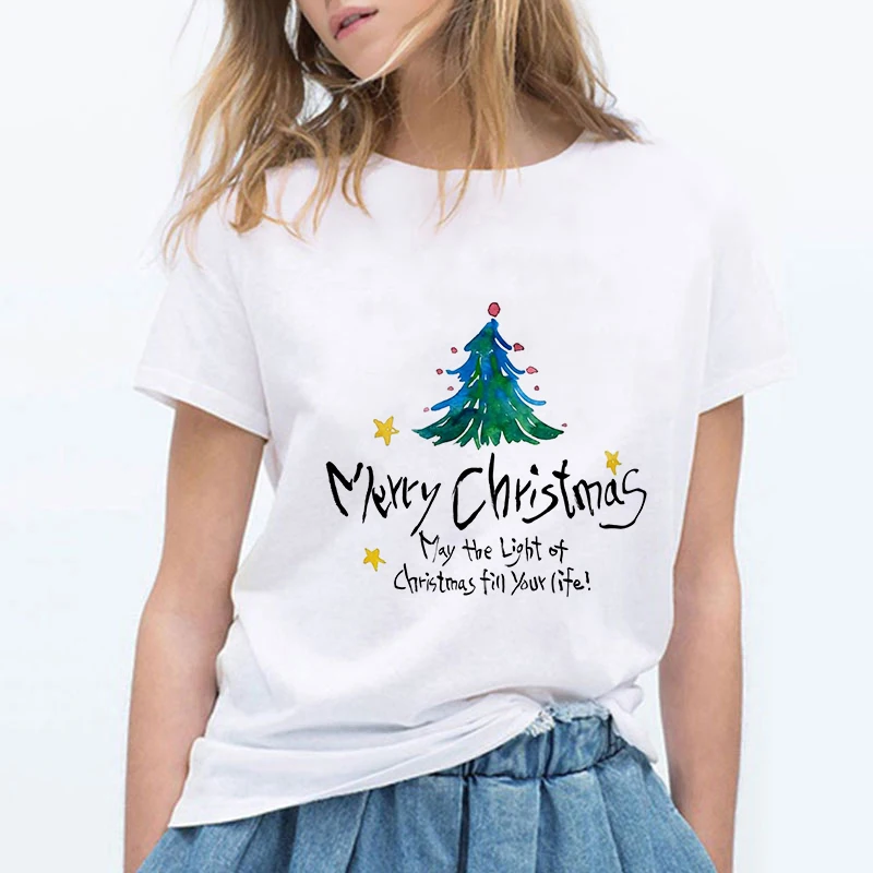

Fashion Color Ball Christmas Tree T-shirt Harajuku Funny T Shirts Women Vintage Kpop Kawaii Cute Vogue Aesthetic Clothes Female