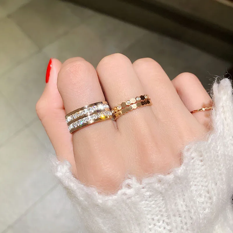 YUN RUO великолепное кольцо с кубическим цирконием свадебное розовое золото модные