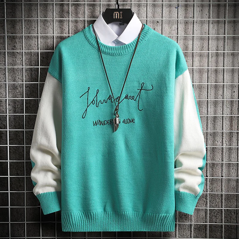 

SingleRoad Mens Sweater Men 2020 Winter Vintage Patchwork Oversized Harajuku Jumper Japanese Korean Pullover Black Sweater Men